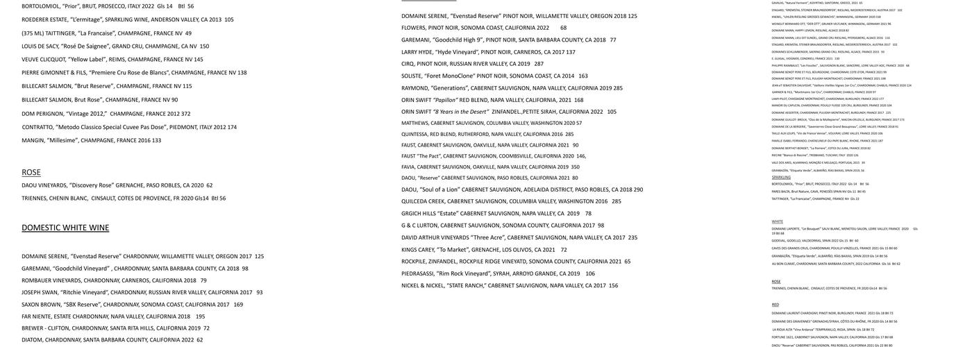 Santuari Event Space Menu