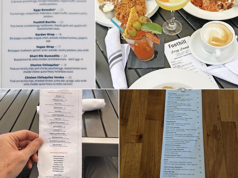 foothill restaurant Menu