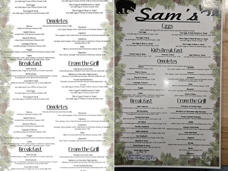 Sam's Diner Menu