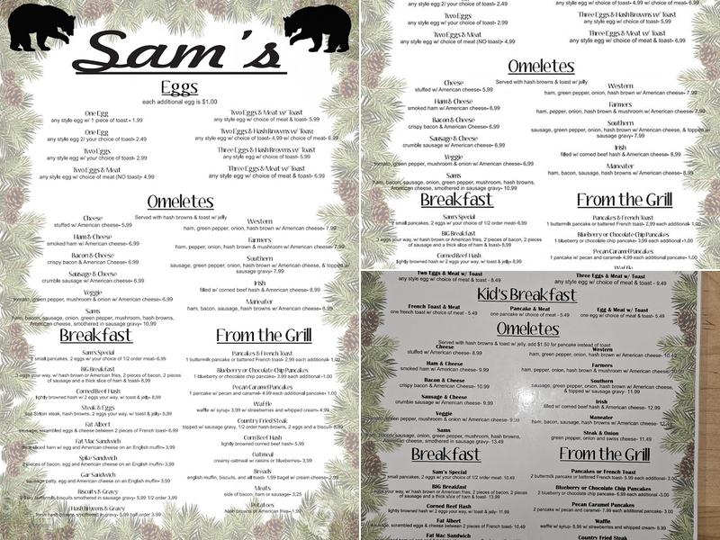 Sam's Diner Menu