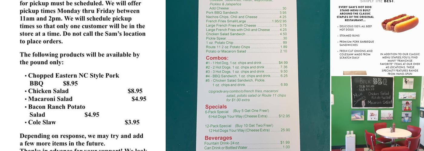 Sam's Hot Dog Stand Menu