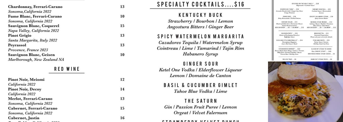 Tamarack Casino Menu