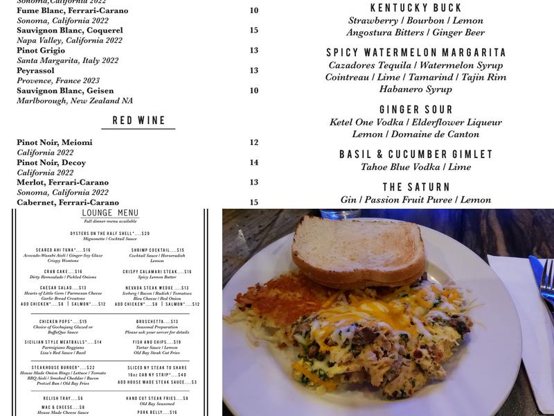 Tamarack Casino Menu