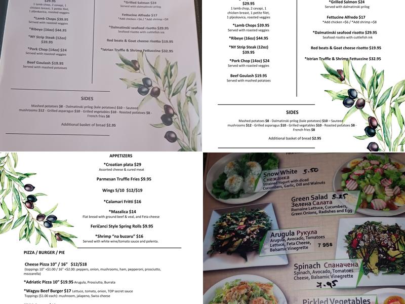 Top Bar Restaurant Menu