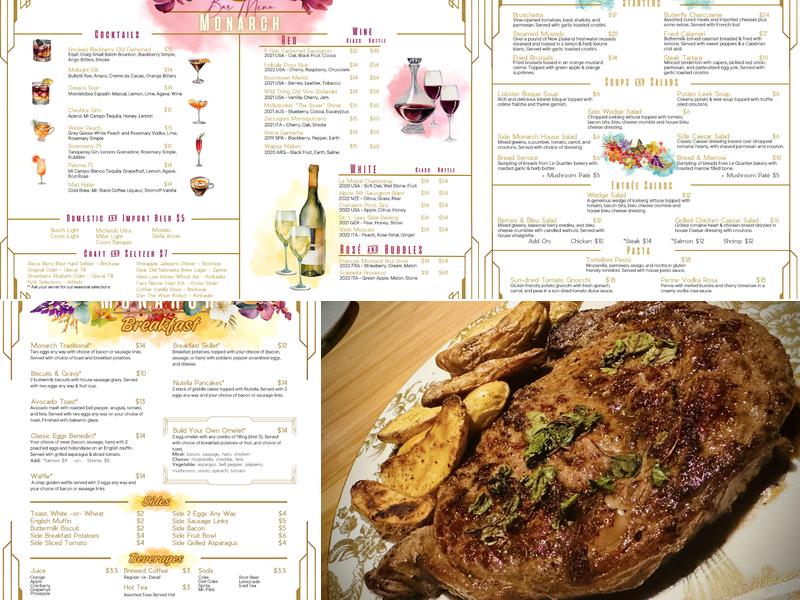 Monarch Restaurant Menu