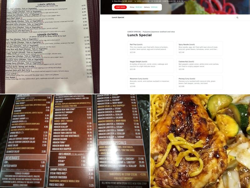 Fujiyama Japanese Steak and Seafood House Menu