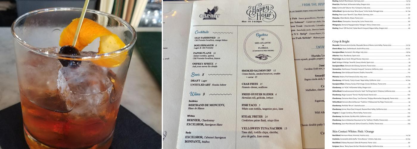 The Osprey Menu
