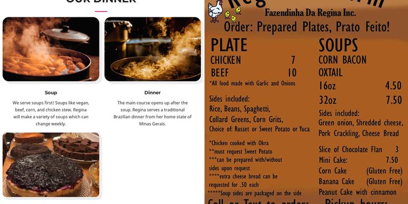 Regina's Farm ( Fazendinha da Regina) Menu