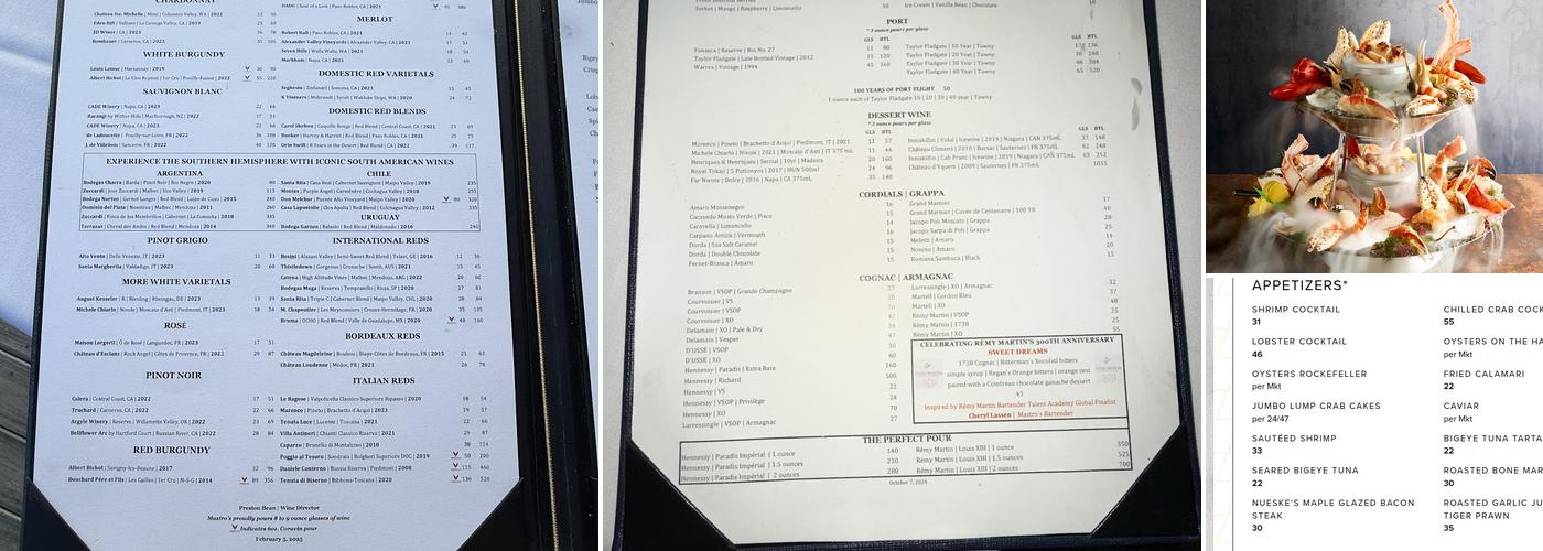 Mastro's Ocean Club Menu