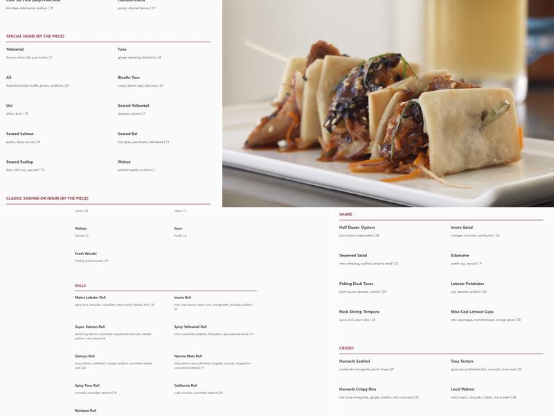 Imoto at Buccan Menu