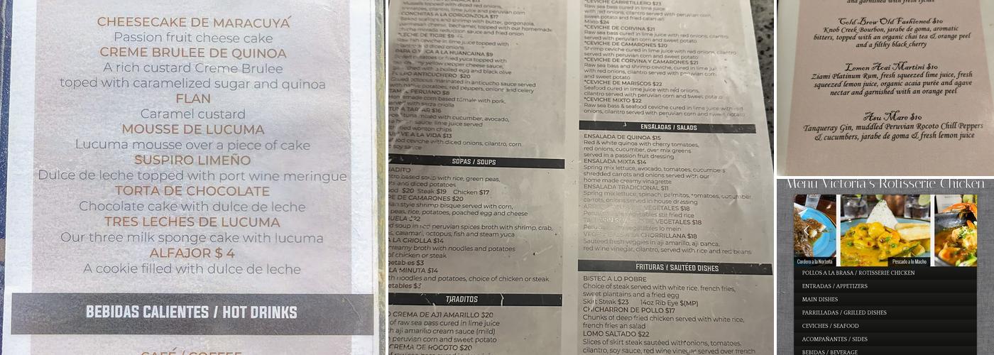 Victoria's Pisco Lounge Menu