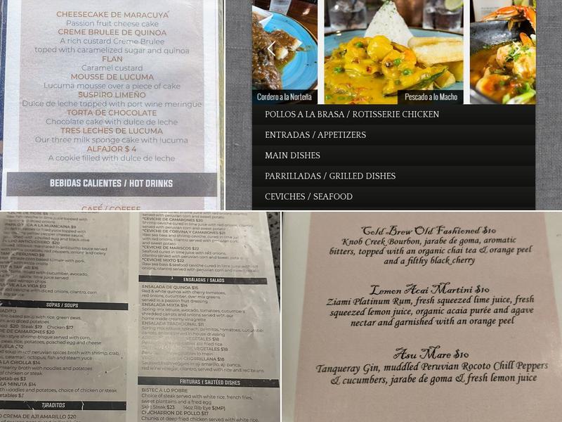 Victoria's Pisco Lounge Menu