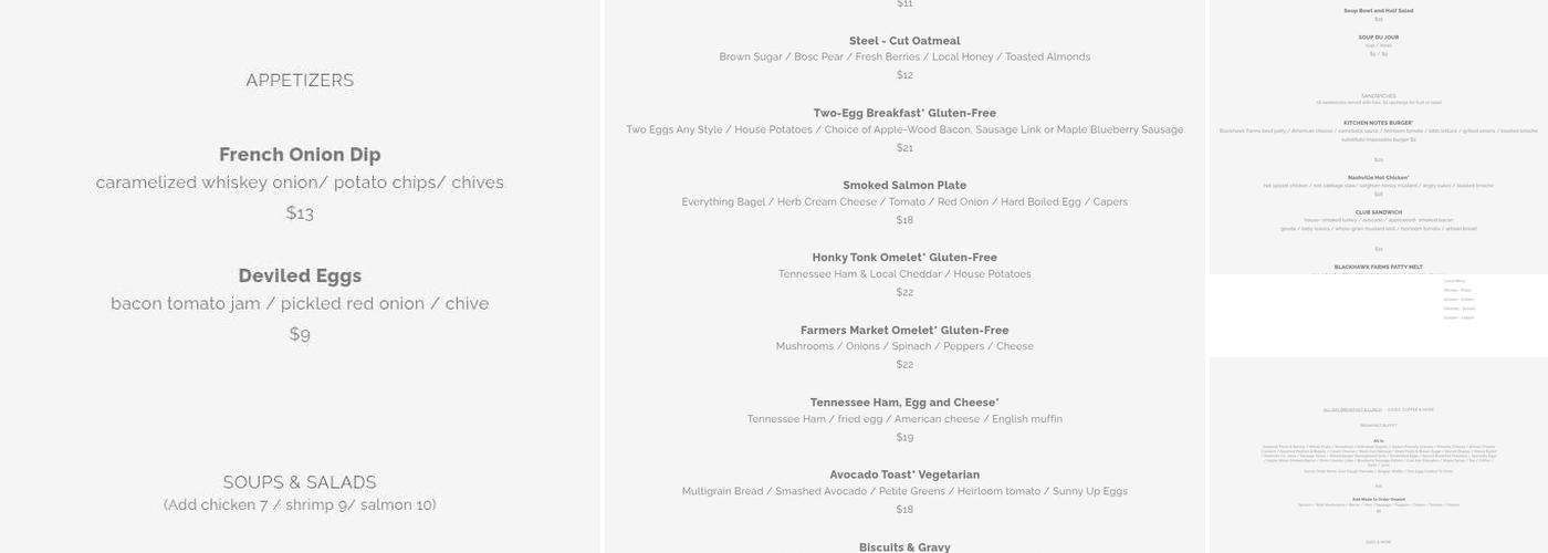 Kitchen Notes Menu