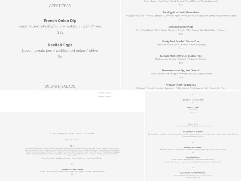 Kitchen Notes Menu