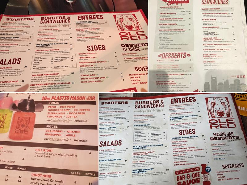 Ole Red Menu