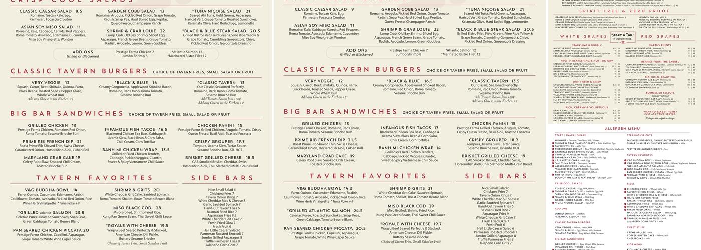 Marlow's Tavern Menu