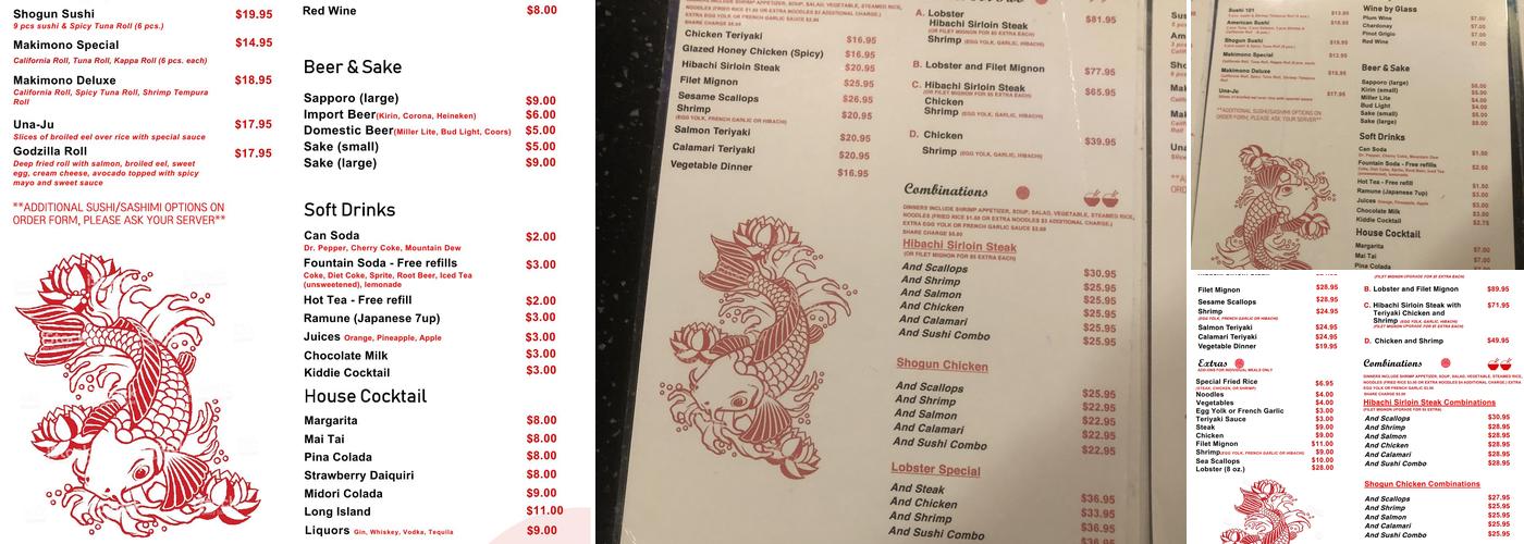 Shogun Japanese Steakhouse Naperville Menu