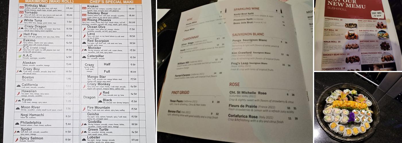 Kyoto Japanese Restaurant Menu