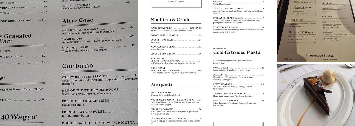 Gibsons Italia Menu