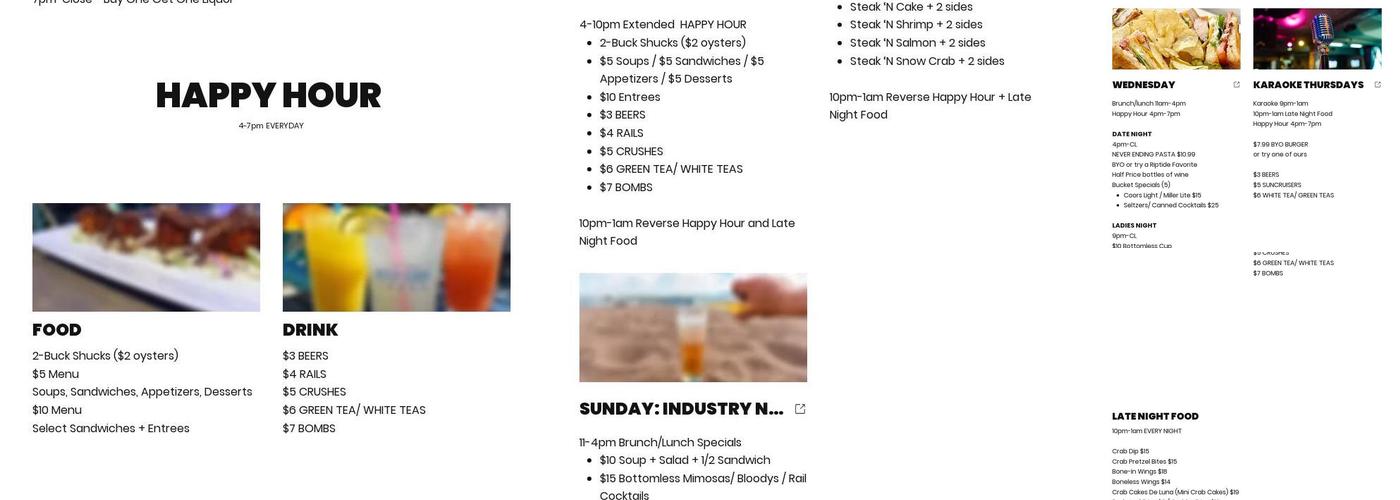 Riptide - Fells Point Menu