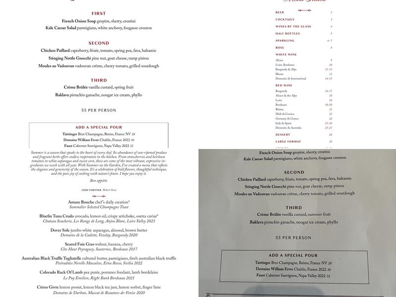 Bistro du Midi Menu
