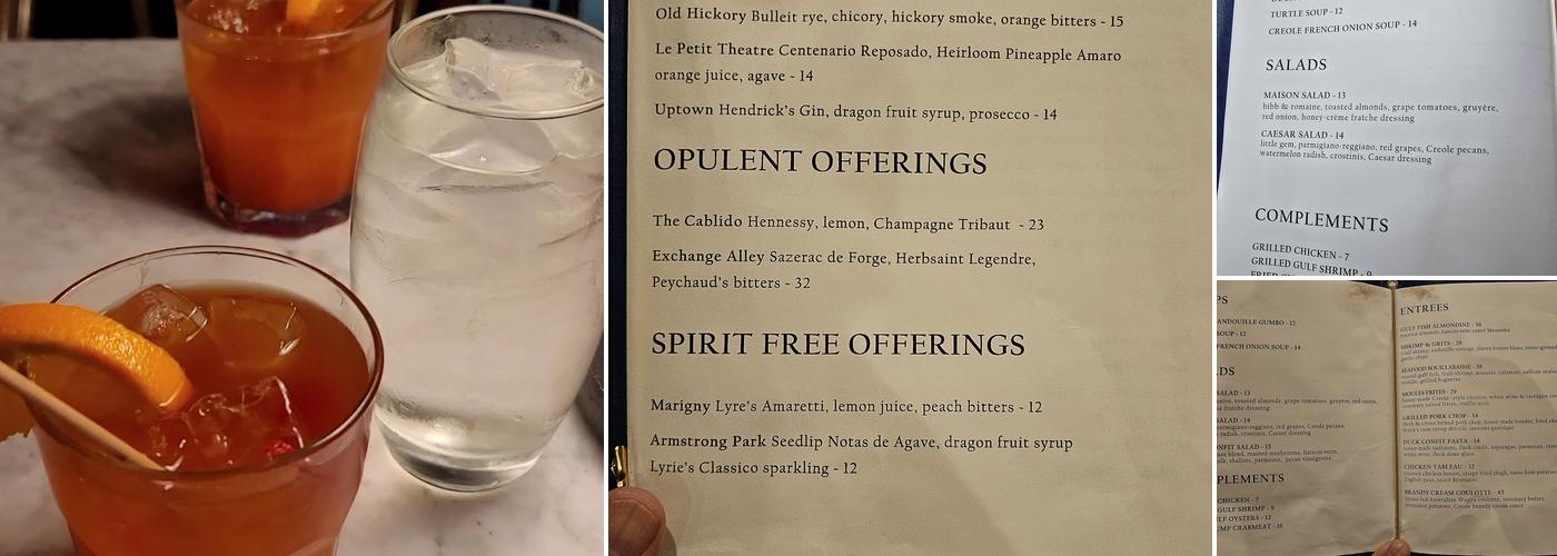 Tableau by Dickie Brennan & Co. Menu