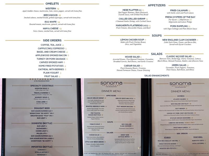 Sonoma Restaurant Menu
