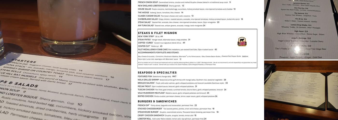 Stoney River Steakhouse and Grill Menu