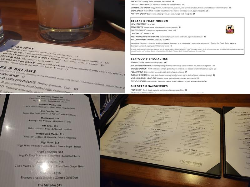 Stoney River Steakhouse and Grill Menu