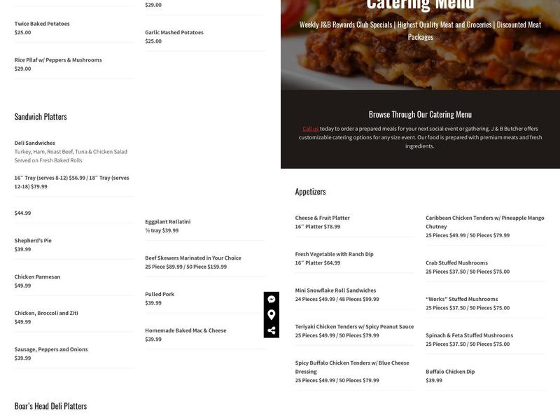 J&B Butcher Menu