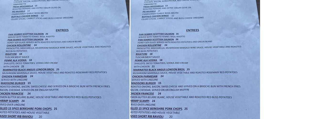Madison's Menu