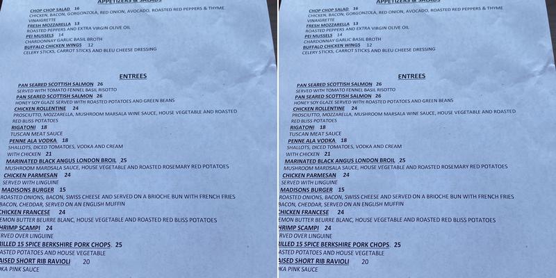 Madison's Menu