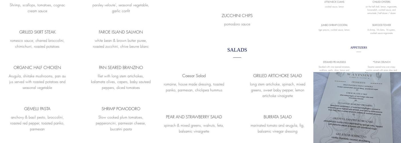 Waypoint Restaurant Menu