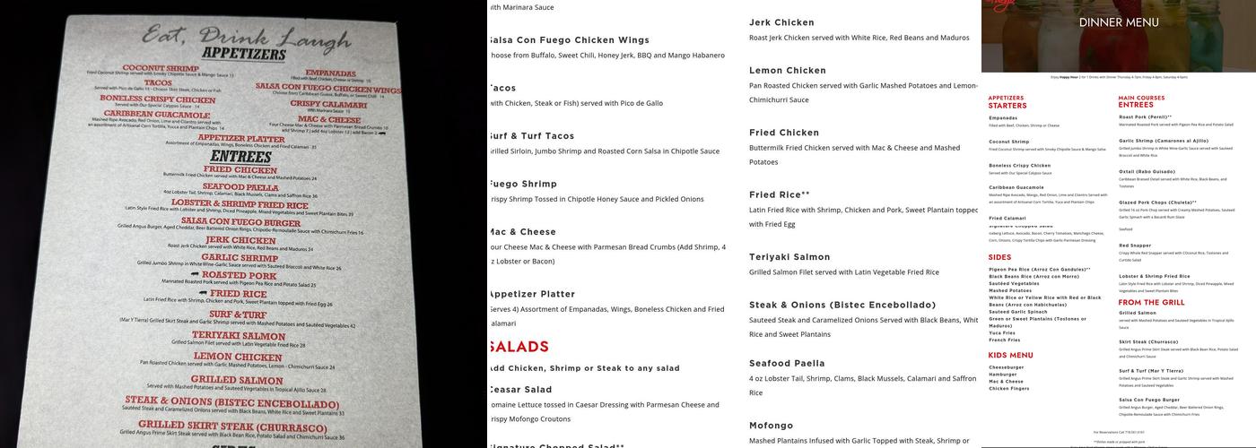Salsa Con Fuego Menu