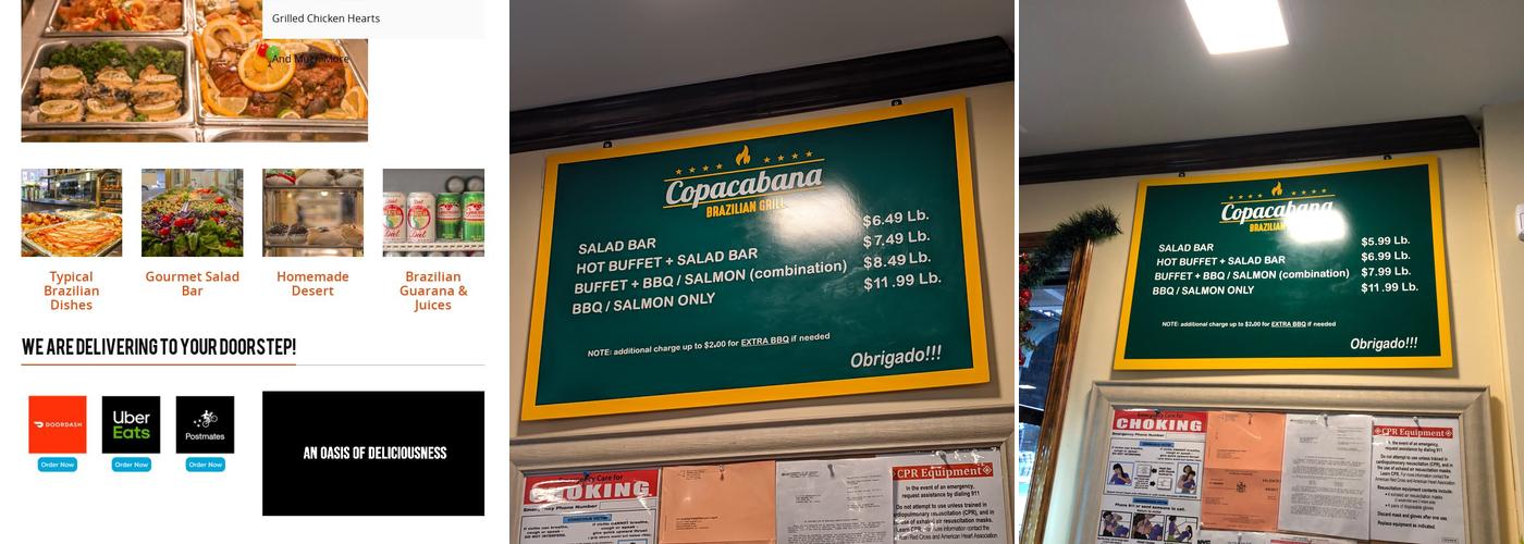 Copacabana Menu