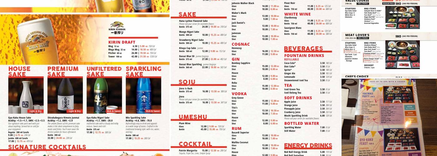 Gyu-Kaku Japanese BBQ Menu