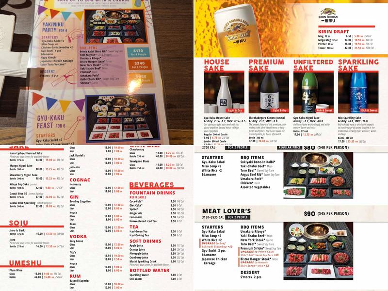 Gyu-Kaku Japanese BBQ Menu