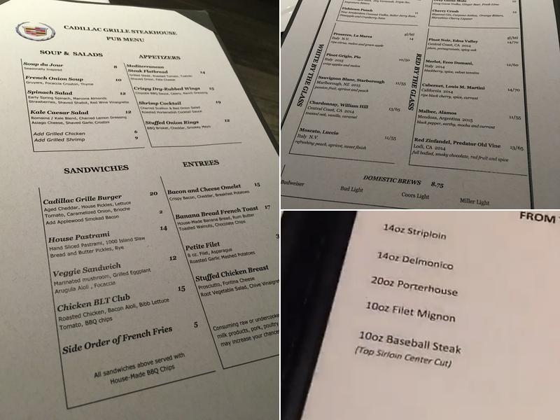 Cadillac Grille Menu