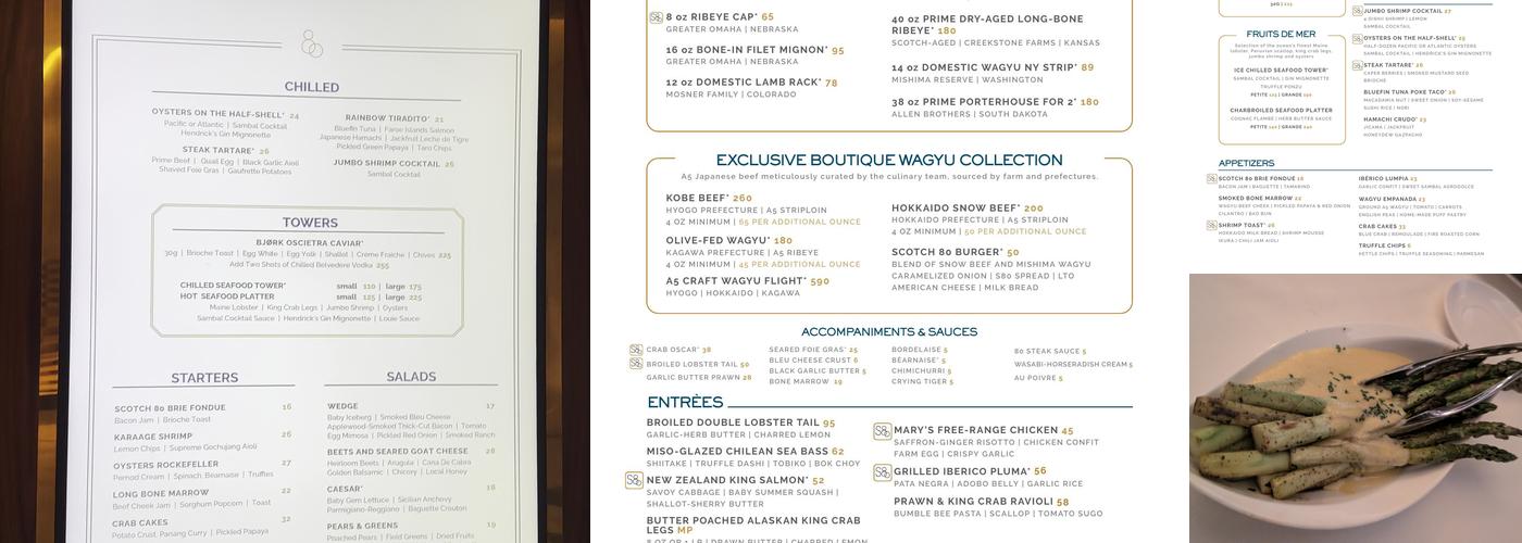 Scotch 80 Prime Menu