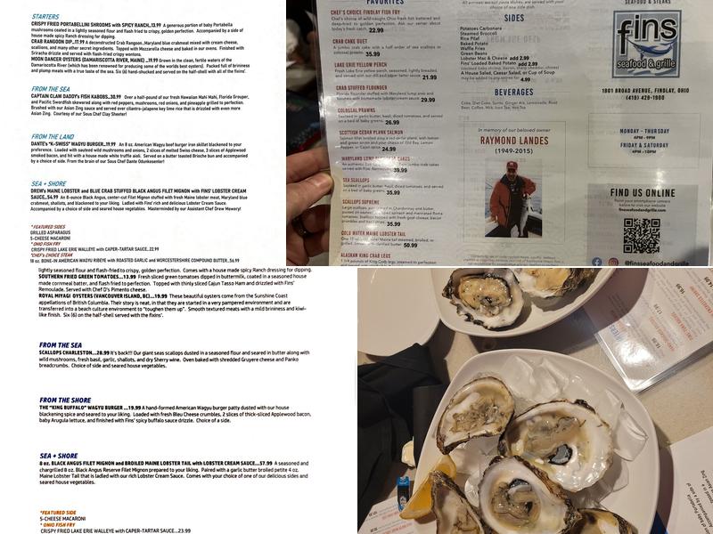 Fins Seafood & Grille Menu