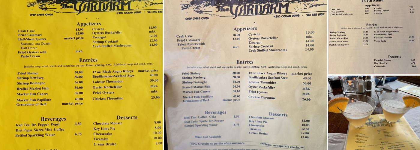 Yardarm Restaurant Menu