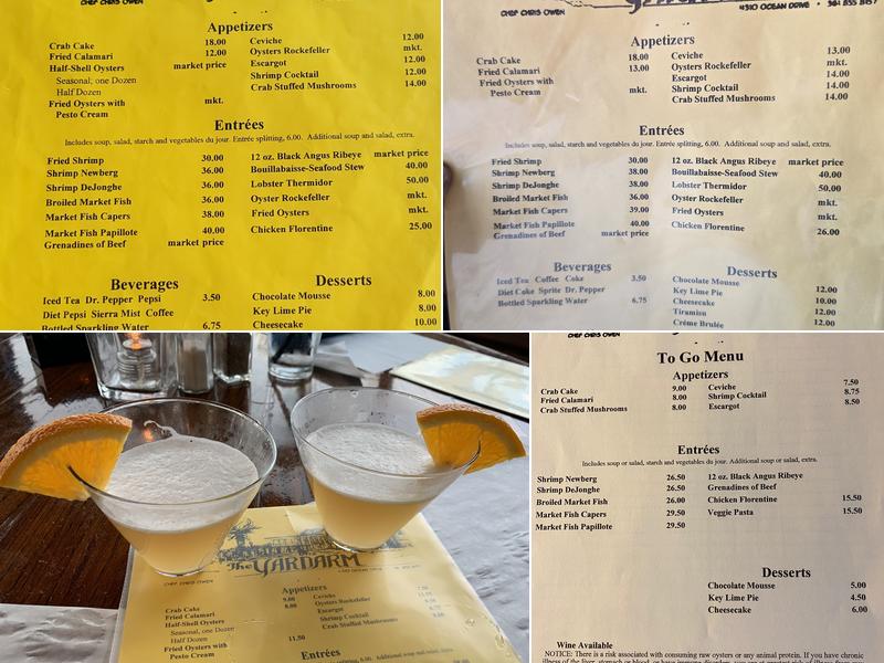 Yardarm Restaurant Menu