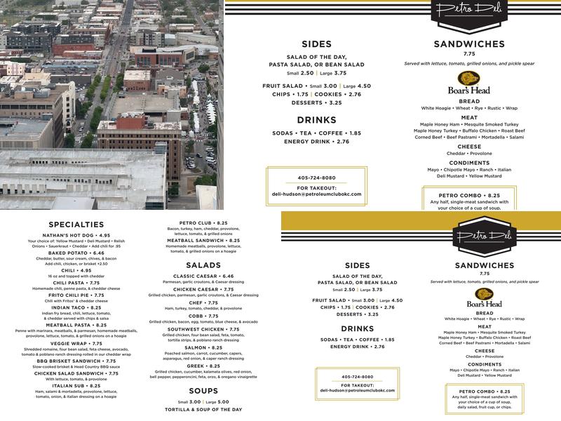 Petroleum Club OKC Menu