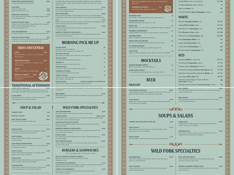 Wild Fork Menu