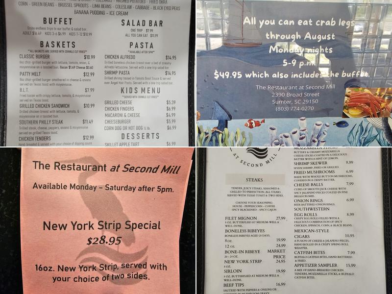 The Restaurant at Second Mill Bar and Lounge Menu