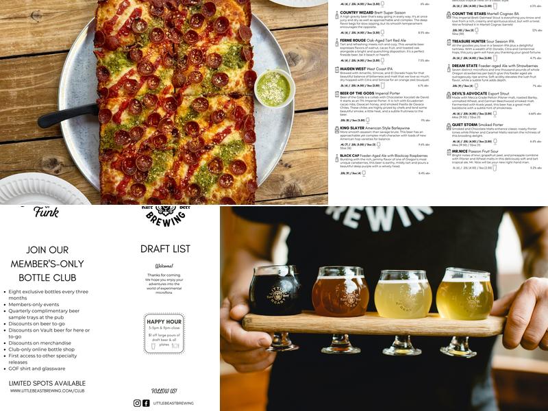 Little Beast Brewing Beer Garden Menu