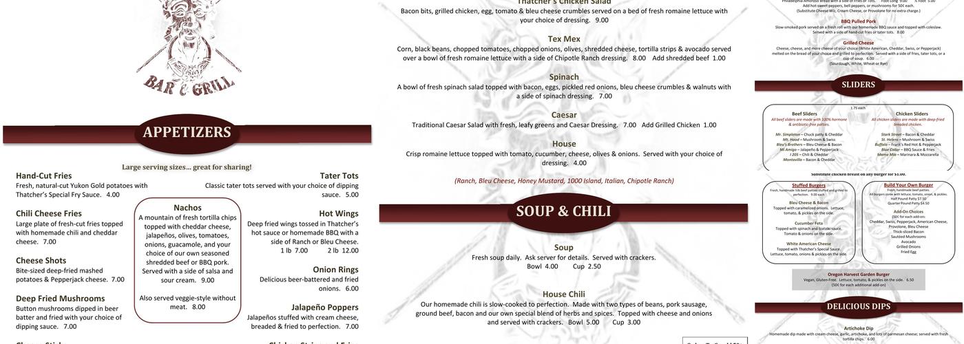 Thatchers Menu