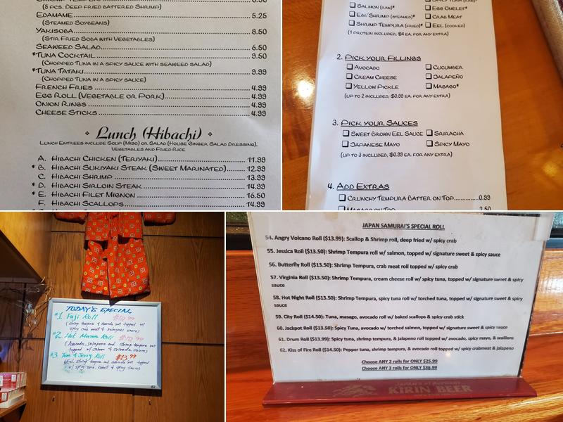 Japan Samurai Menu