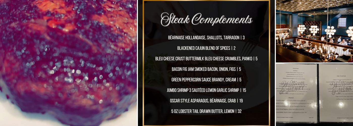 William & Henry Steakhouse Menu