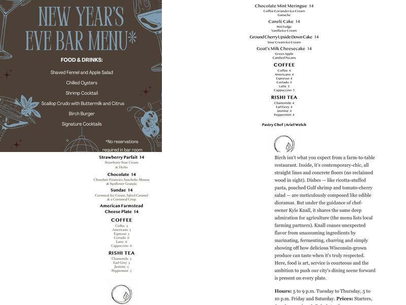 Birch Menu